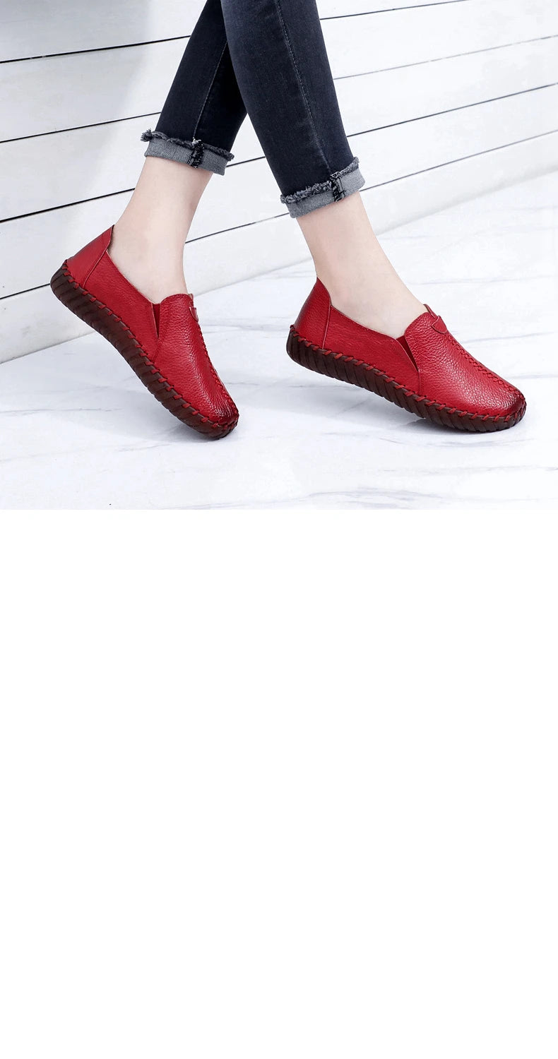 Mocasines Oxford de Cuero Azul | Costura Detallada | Zapatos Planos | Para Todas las Estaciones