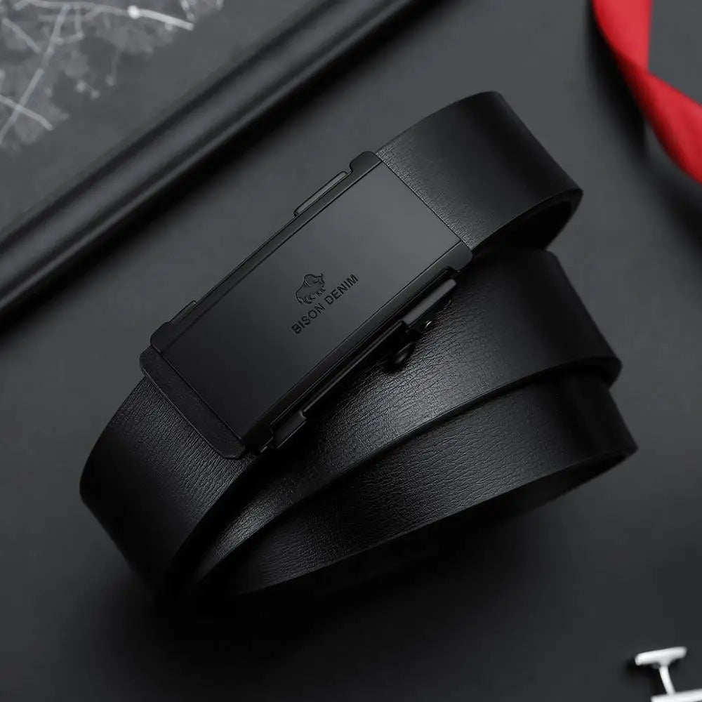Cinturón De Cuero Para Negocios Hebilla Automática Elegancia Clásica Tica