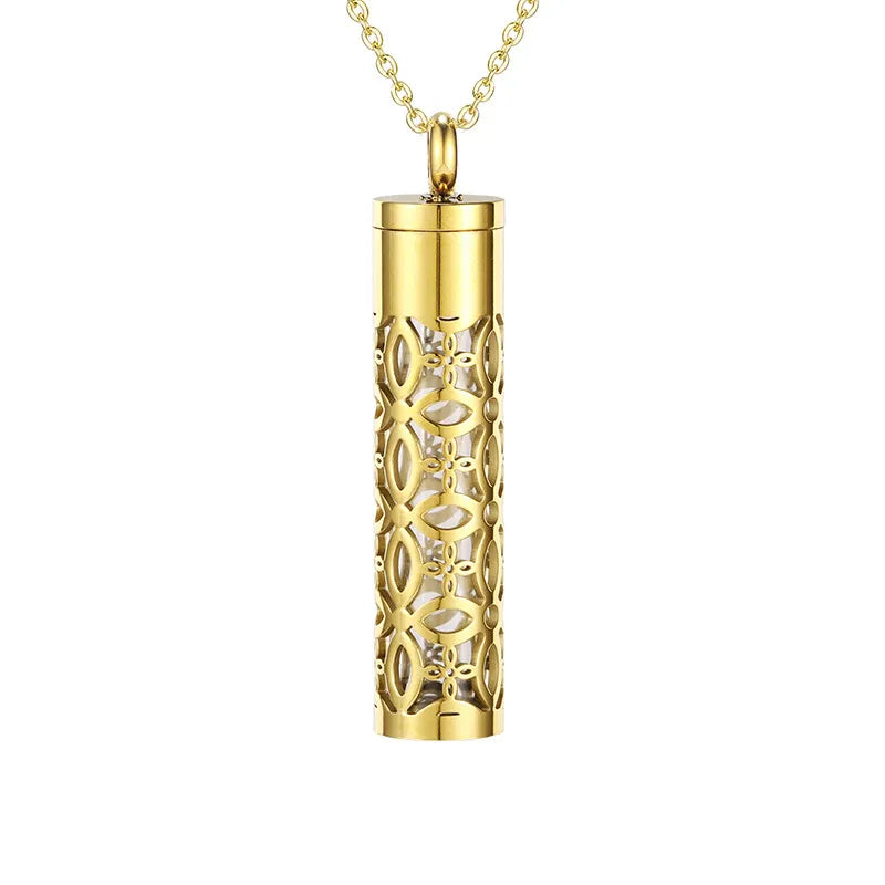 Colgante de contenedor de aceite esencial, medallón hueco de acero inoxidable, joyería, botella de vidrio, difusor de Perfume, collar de aromaterapia