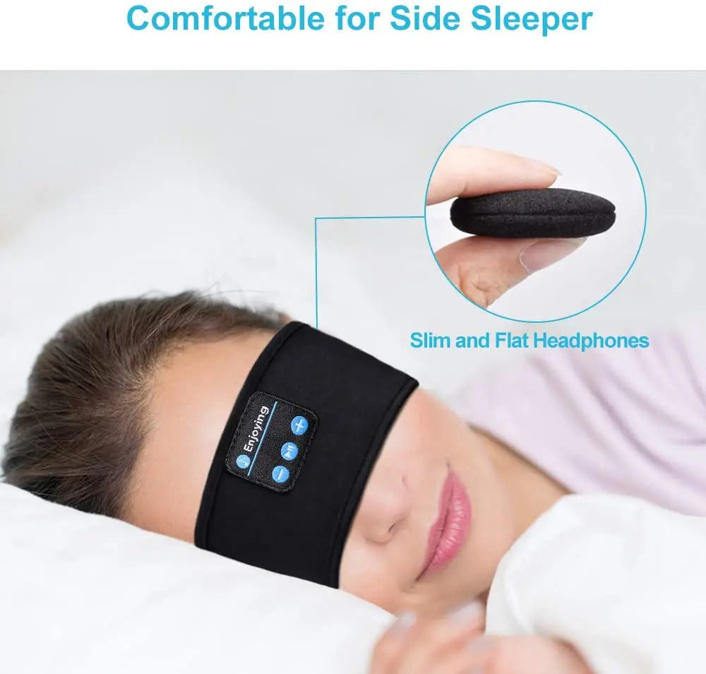 Auriculares Bluetooth para dormir, diadema deportiva, finos, suaves, elásticos, cómodos, inalámbricos, para música, máscara para ojos para dormir lateral
