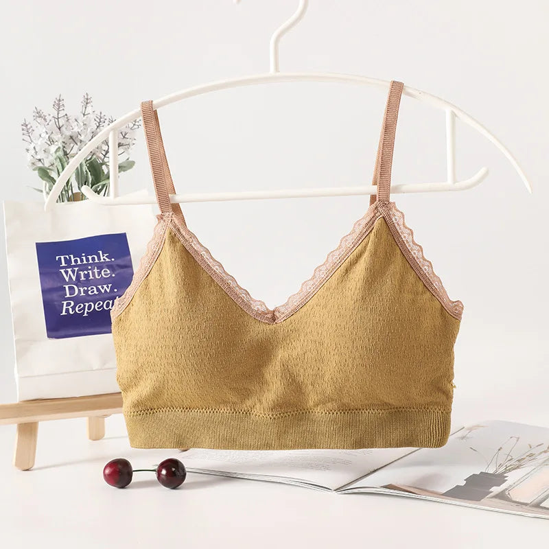 Top Tubo Encaje Decorativo | Sin Costuras | Almohadillas Extraíbles | Ticotrendy