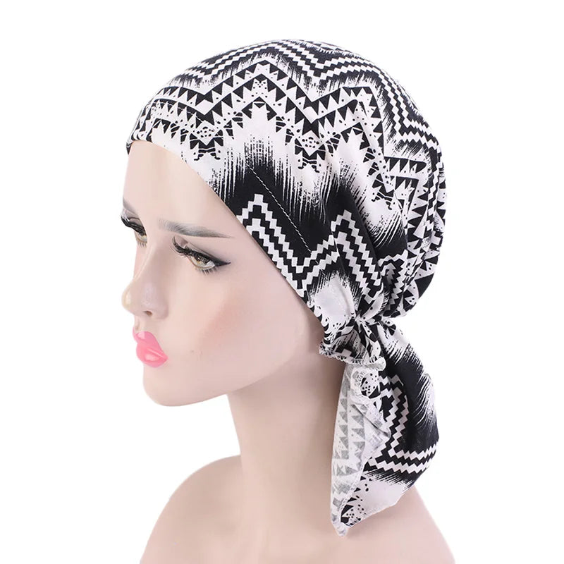 Nueva bufanda musulmana de bambú preatada, gorro de quimio para mujer, turbante para mujer, sombrero, pañuelo para la cabeza, pañuelos para el cáncer, accesorios para el cabello