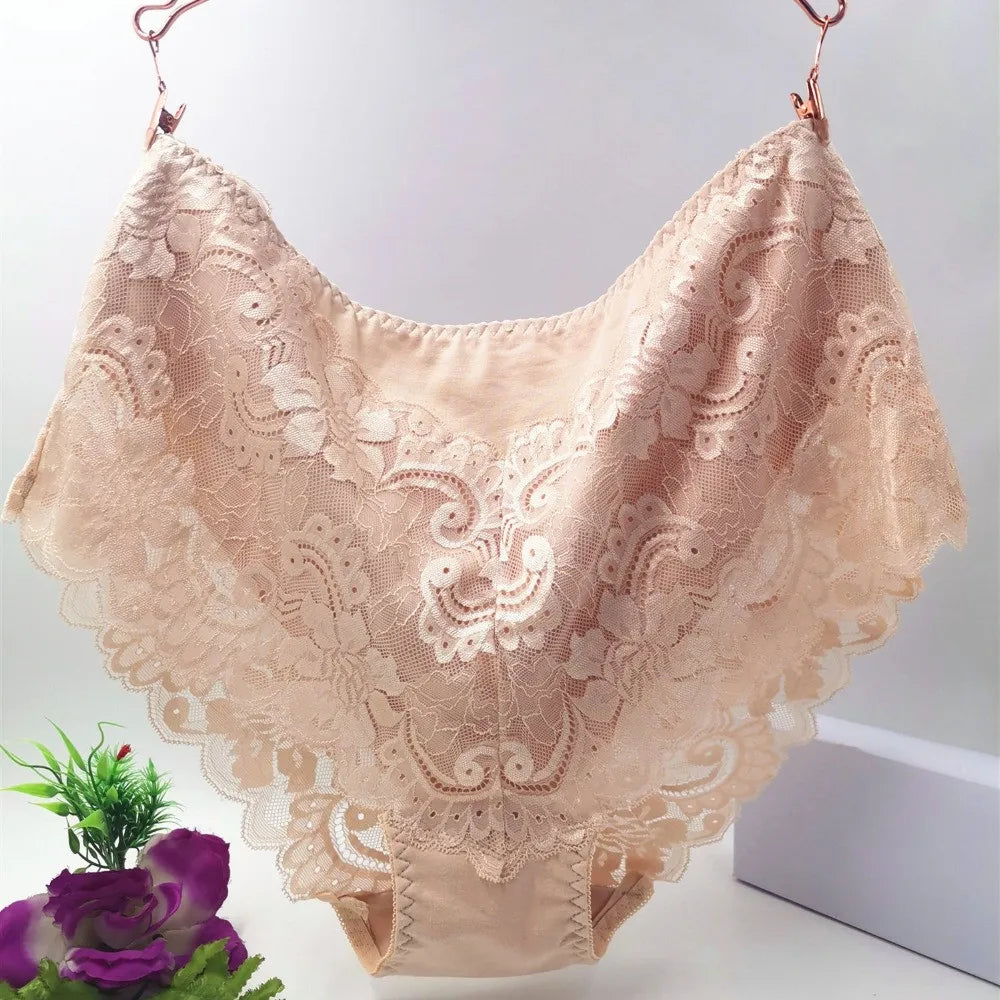 Bragas de Algodón con Encaje | Talla Grande 7XL