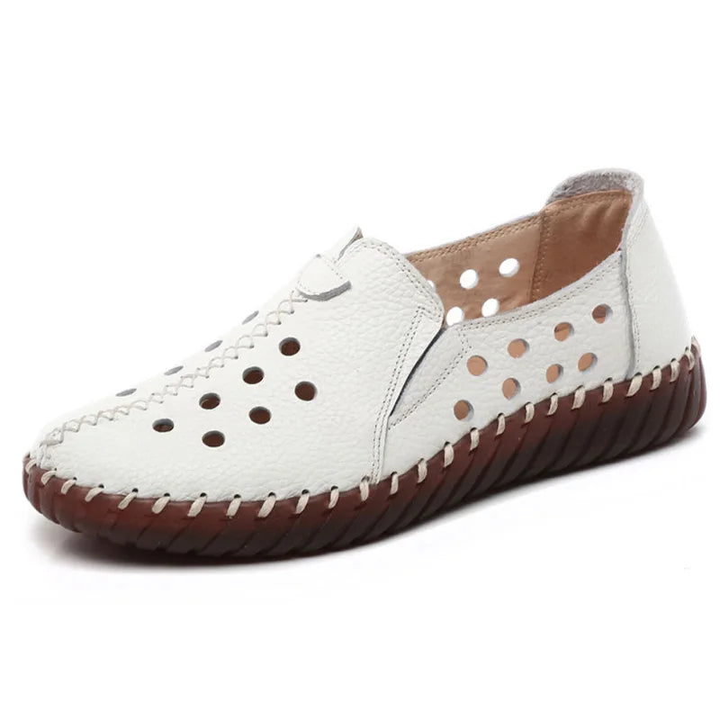 Mocasines Oxford de Cuero Azul | Costura Detallada | Zapatos Planos | Para Todas las Estaciones