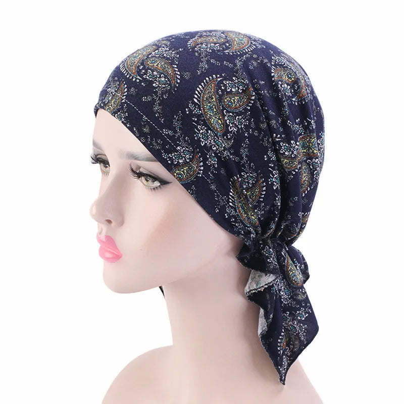 Nueva bufanda musulmana de bambú preatada, gorro de quimio para mujer, turbante para mujer, sombrero, pañuelo para la cabeza, pañuelos para el cáncer, accesorios para el cabello