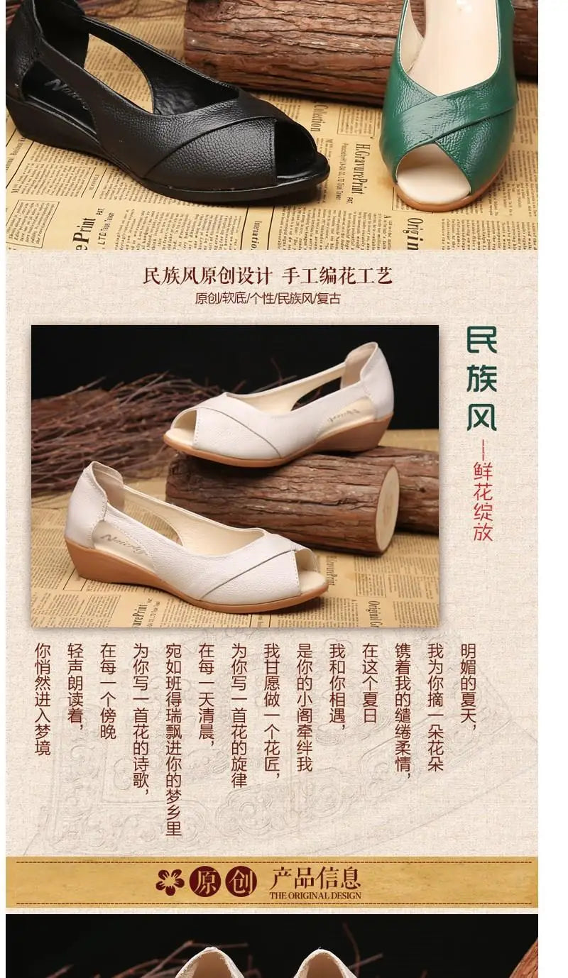 Sandalias de Cuña Planas | Punta Abierta | Tallas 41-42 | Genuinas
