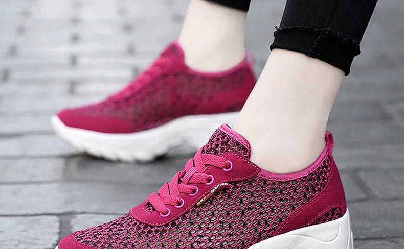 Zapatillas de Malla Hueca con Cordones | Plataforma EVA | Ligeras y Transpirables | Verano