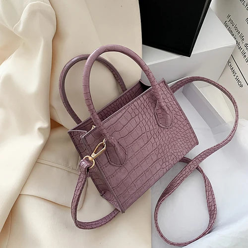 Mini Bolso Cuadrado con Patrón de Cocodrilo para Mujer