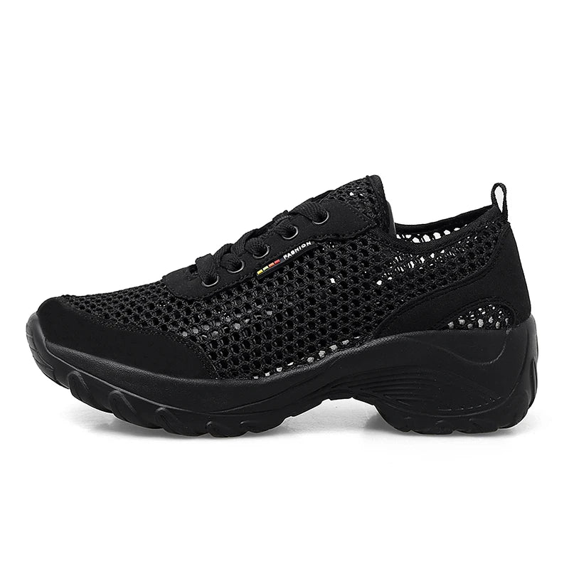 Zapatillas de Malla Hueca con Cordones | Plataforma EVA | Ligeras y Transpirables | Verano