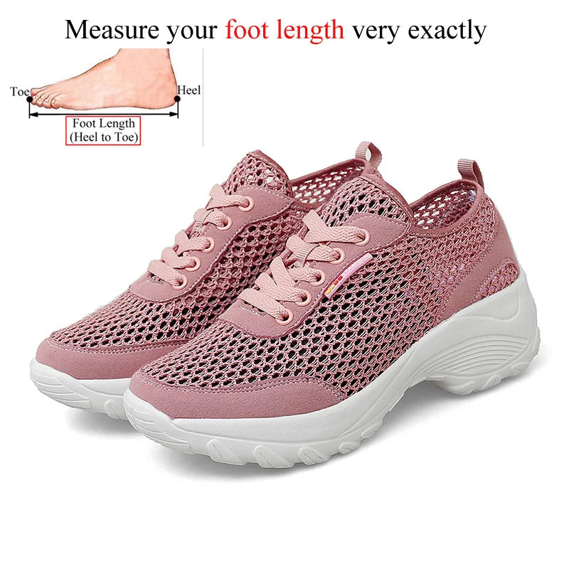 Zapatillas de Malla Hueca con Cordones | Plataforma EVA | Ligeras y Transpirables | Verano