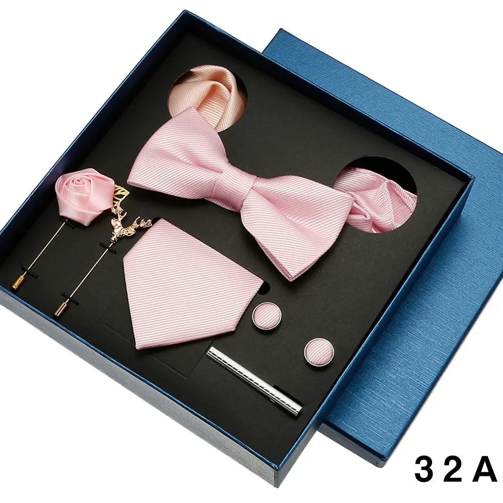Set Corbata Pañuelo Gemelos Elegancia Formal Estilo Tico Regalo