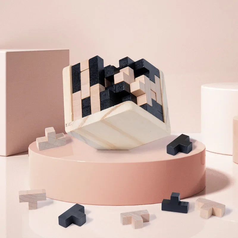 Rompecabezas de cubo 3D Luban entrelazado juguete educativo creativo de madera cerebro mente juego de aprendizaje temprano regalo para niños carta