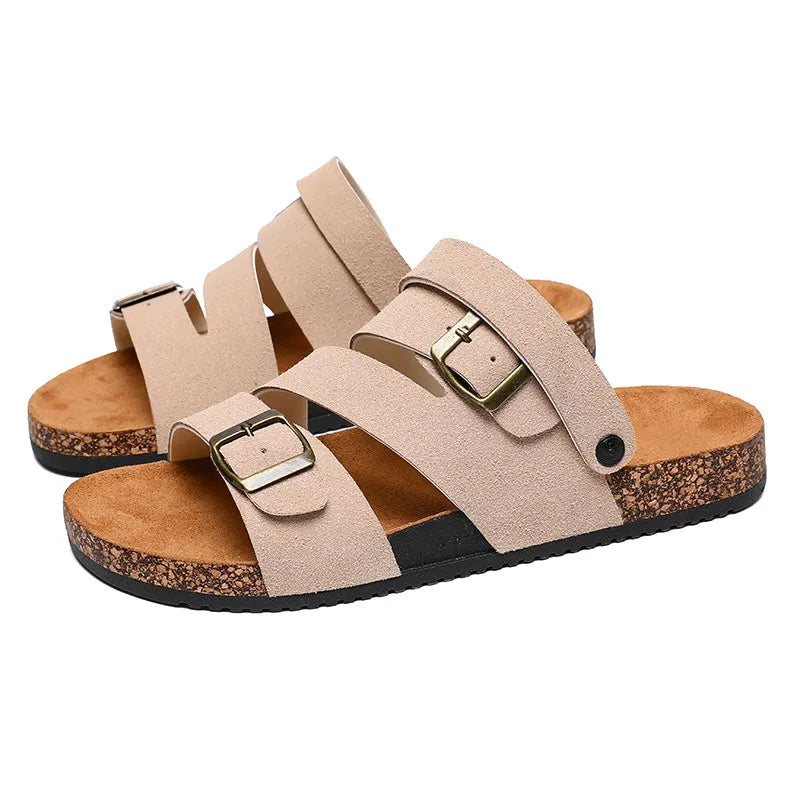Zapatillas Hombre Corcho Ante Sintético Retro Planas Playa | Talla Grande