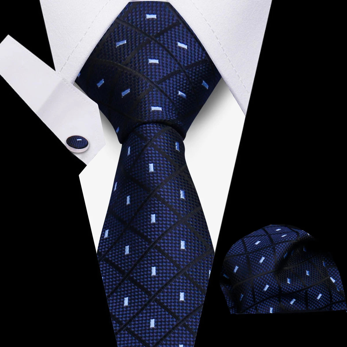 Conjunto Corbata Pañuelo Gemelos Negocios Boda Accesorio De Moda