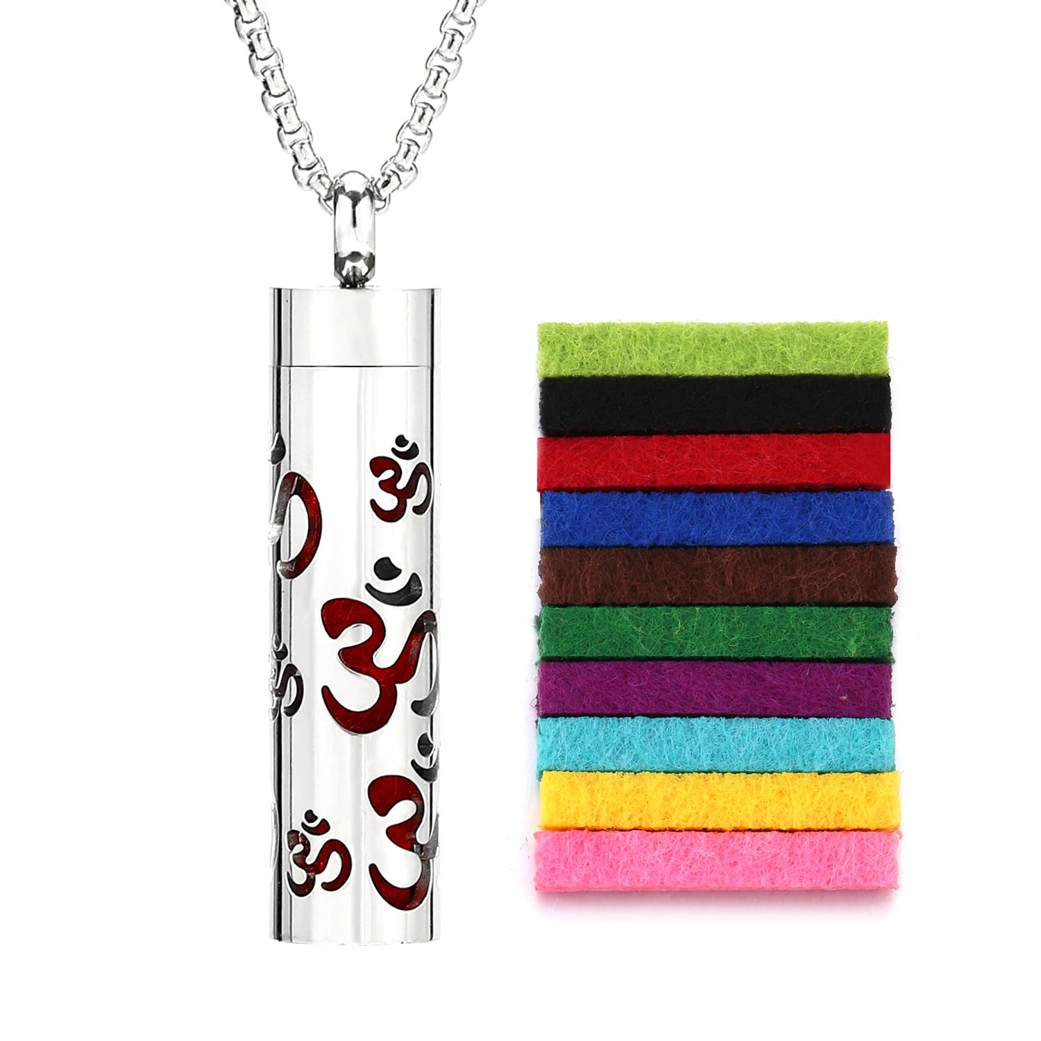 Ambientador de barra Vertical hueca de acero inoxidable, difusor de aceite de Perfume, medallón, joyería, colgante, collar para mujeres, hombres y adolescentes