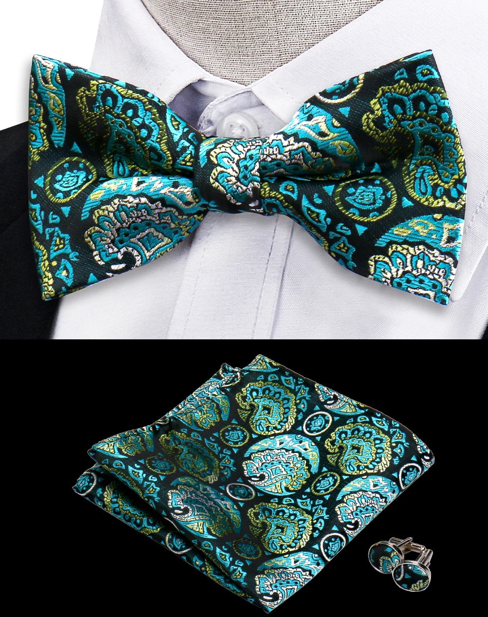 Conjunto Pajarita Pañuelo Gemelos Estilo Novedad Elegancia Pura Vida