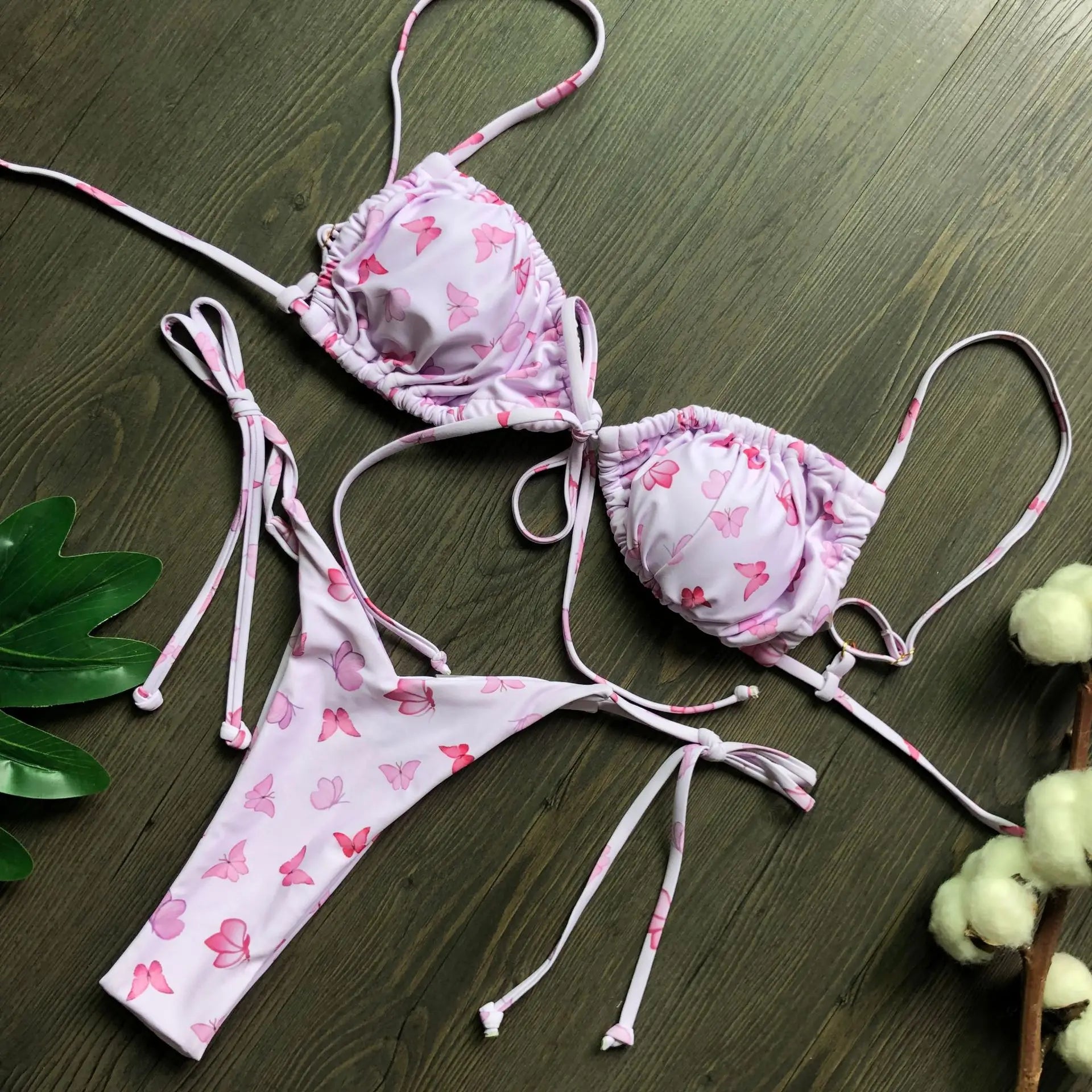 Bikini Sexy de Cintura Alta y Color Sólido - Traje de Baño de Verano 2025