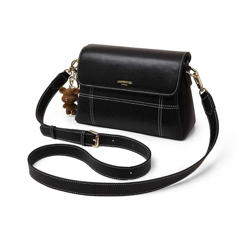Marca LAORENTOU, bolso cruzado de cuero genuino para mujer, bolso femenino con correa ajustable para el hombro para Otoño e Invierno 2025