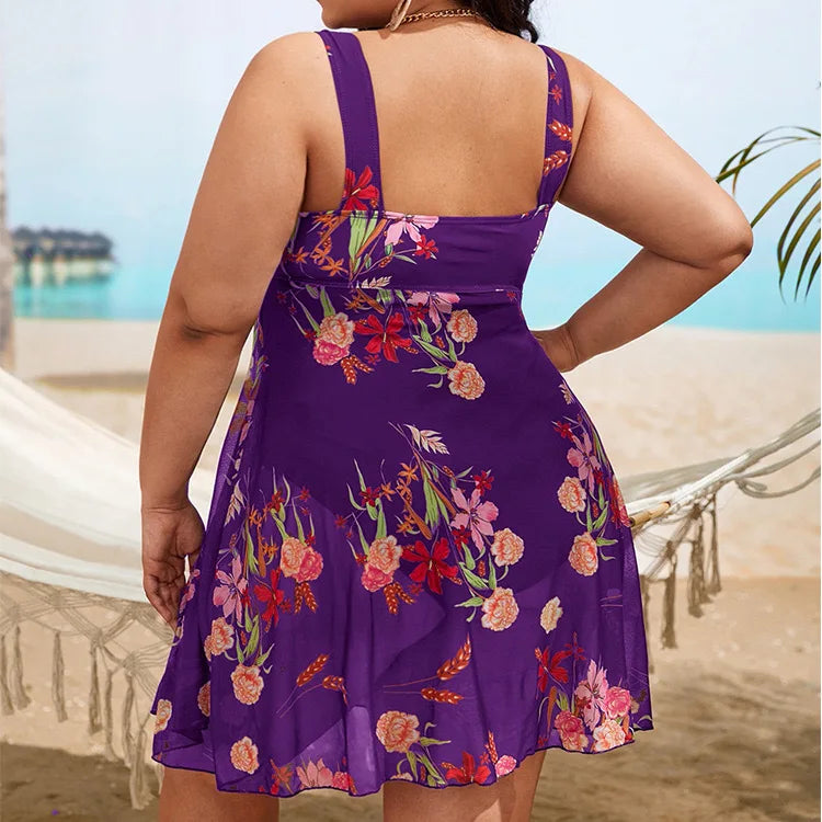 Traje de Baño de Una Pieza con Estampado Floral de Verano