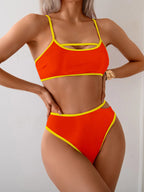 Bikini Sin Espalda Color Bloqueado Sexy - Traje de Baño 2025