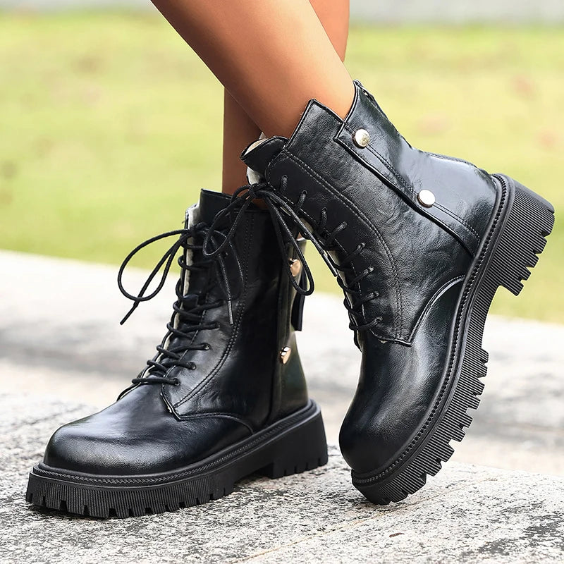 Botines Punk Góticos | Suela Gruesa | Cordones | Mujer