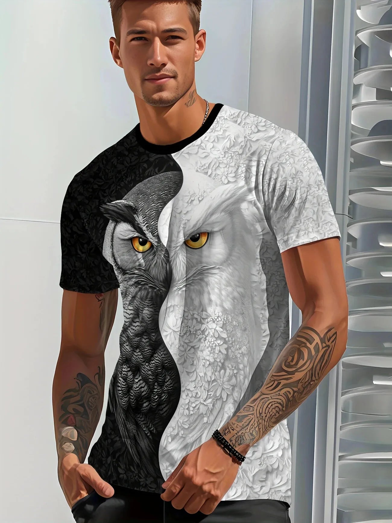 Camiseta Hombre Verano Estampado Animal 3D | Manga Corta Secado Rápido Vintage