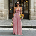 Vestido Halter Rayado Espalda Descubierta