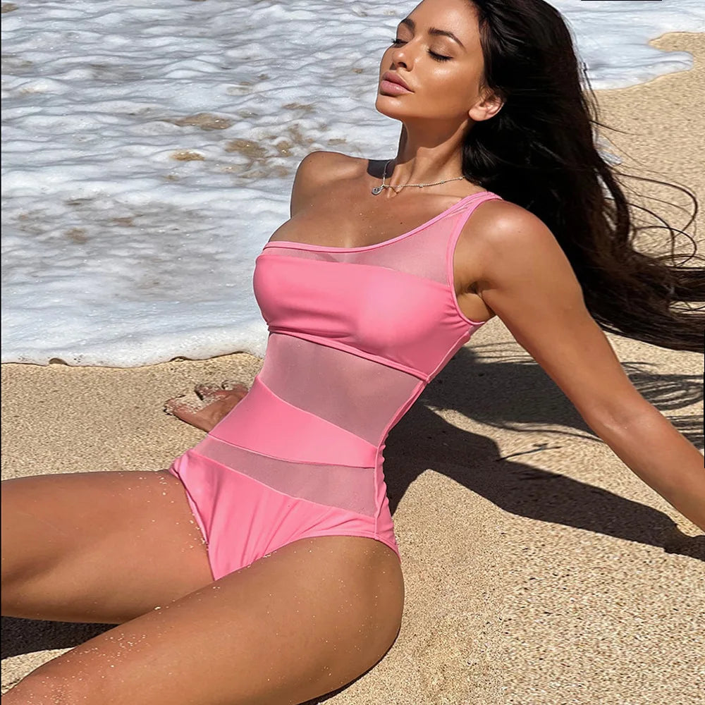 Conjunto de Bikini Monocromático | Malla Recortada | Playa y Verano