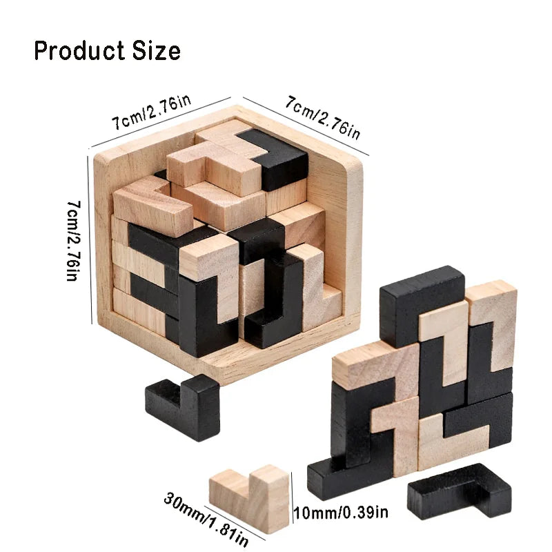 Rompecabezas de cubo 3D Luban entrelazado juguete educativo creativo de madera cerebro mente juego de aprendizaje temprano regalo para niños carta