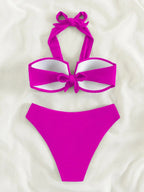 Bikini Halter Push Up con Twist - Traje de Baño de Playa