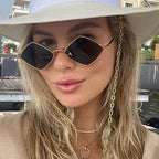 Gafas Sol Punk Rombo Pequeño Marco Metálico | Diseñador Tendencia UV400 Para Conducir