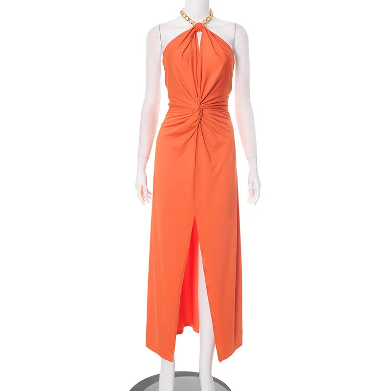 Vestido Largo De Verano Con Espalda Descubierta Abertura Alta 2025