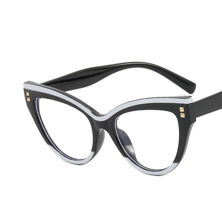 Montura Gafas Ojo Gato Colores Contrastados Vintage | Antirayos Azules Ordenador Plástico Moda