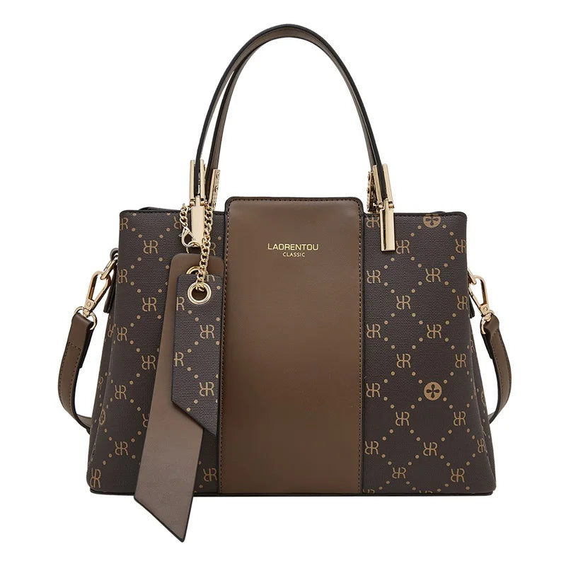 Marca LAORENTOU, bolso de mano de cuero sintético para mujer, bolso de hombro clásico para Otoño e Invierno 2025, bolso de mano de gran capacidad para trabajo de oficina