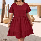 Vestido Oversize Verano 2026 | Cuello Redondo y Patchwork | Manga Corta Holgado | Tico Trendy