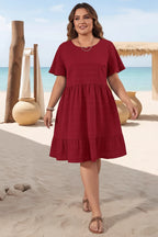 Vestido Oversize Verano 2026 | Cuello Redondo y Patchwork | Manga Corta Holgado | Tico Trendy