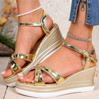 Sandalias de Cuña Doradas | Estilo Tico | Elegancia Tropical