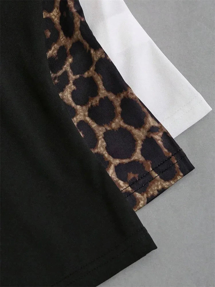Ticotrendy | Top Fruncido Estampado Leopardo Espalda Descubierta Mujer
