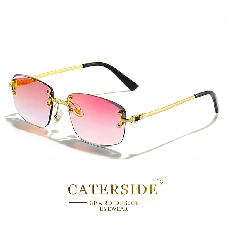 Gafas de Sol CATERSIDE | Cobre y Lentes Degradados Azules | Cuadradas Sin Montura | Lujo Unisex