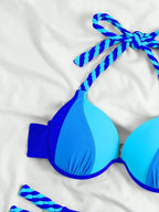 Bikini Push Up Colorblock con Estilo Halter para Playa