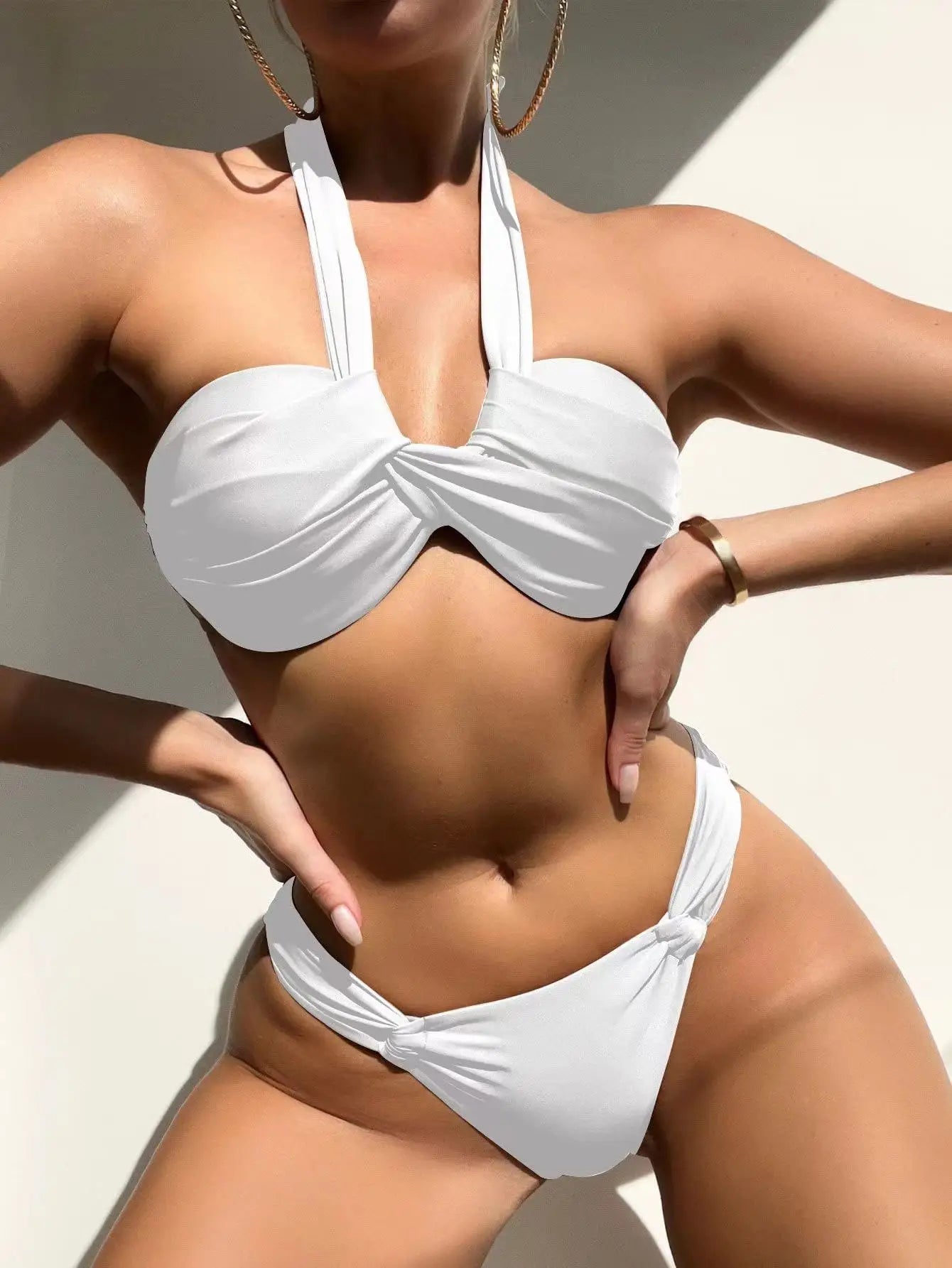 Bikini Halter Push Up con Twist - Traje de Baño de Playa