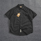 Camisa Informal Hombre | Algodón Retro | Bolsillo Tubo | Manga Corta | Ticotrendy