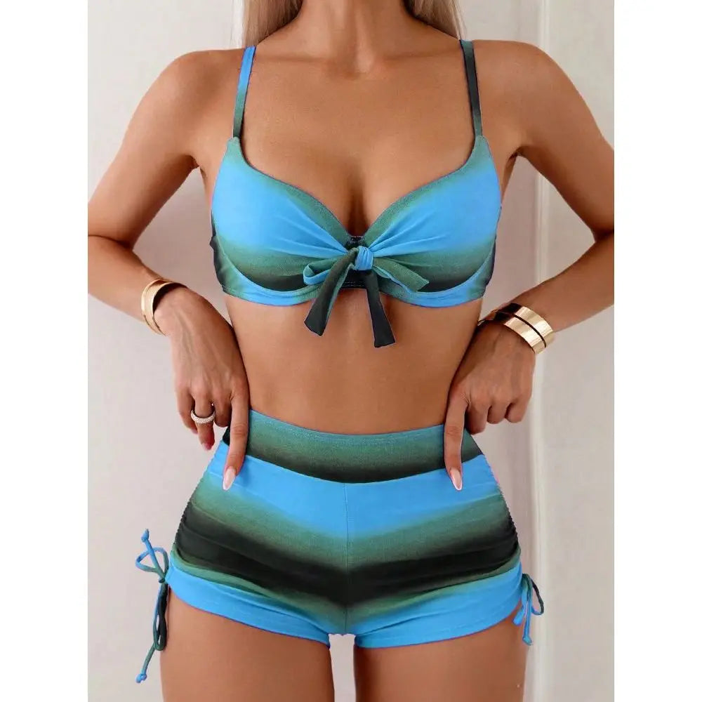 Bikini Teñido y Anudado - Estilo Boho Chic para Vacaciones en la Costa