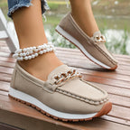 Mocasines con Plataforma y Cadena Metálica | Cuero PU | Suela Blanda Antideslizante