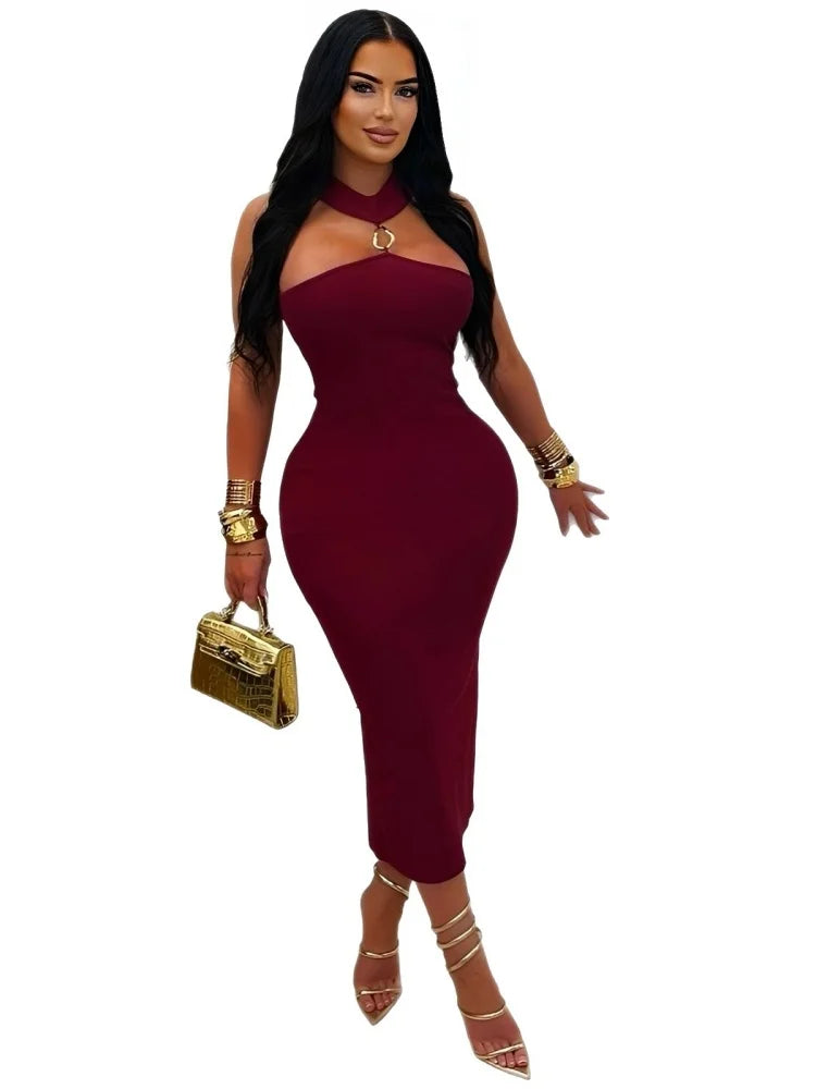Vestido Wmstar para mujer, venta al por mayor, ropa de mujer a la moda, Color sólido, patrón de espiga, ajustado, Sexy, sin mangas, busto, vestido abrazando