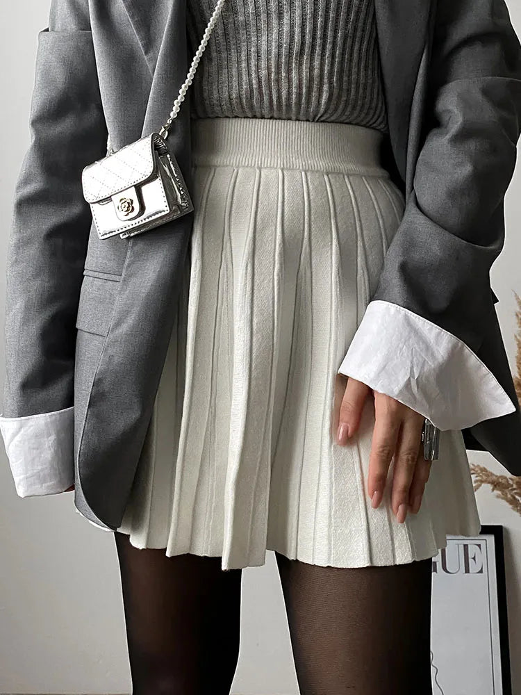 Minifalda Plisada de Punto | Cintura Alta | Estilo Coreano