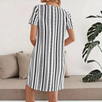 Vestido Rayas para Mujer | Manga Corta y Cuello Redondo | Holgado para Oficina | Tico Trendy