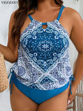 Tankini Estampado con Aberturas y Cintura Alta