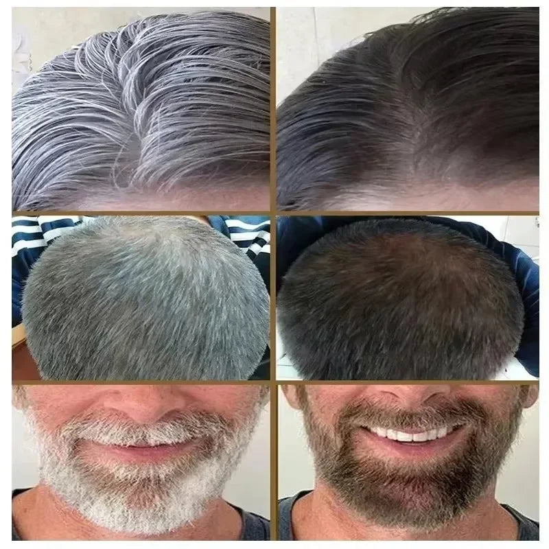 Champú de tinte para el cabello a base de hierbas naturales 3 en 1, cambio de Color del cabello, cabello gris a marrón oscuro, negro, cuidado nutritivo profundo