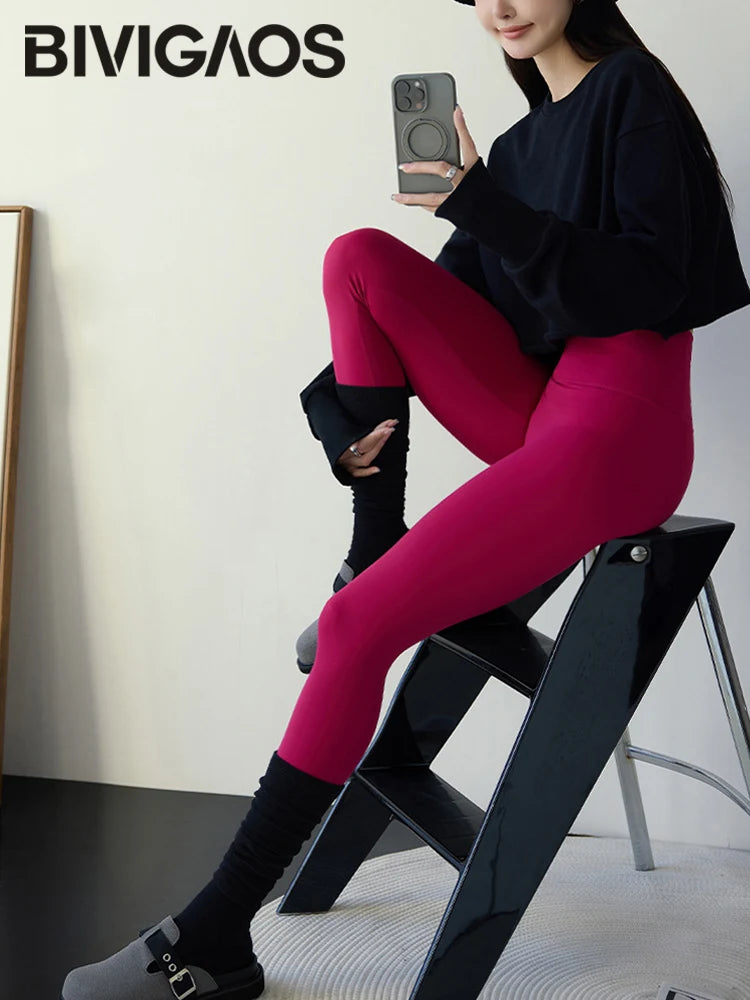 Leggings Piel Tiburón Ciruela | Sensación Desnuda 3D Push Up | Sexy Yoga Fitness PV | Ticotrendy